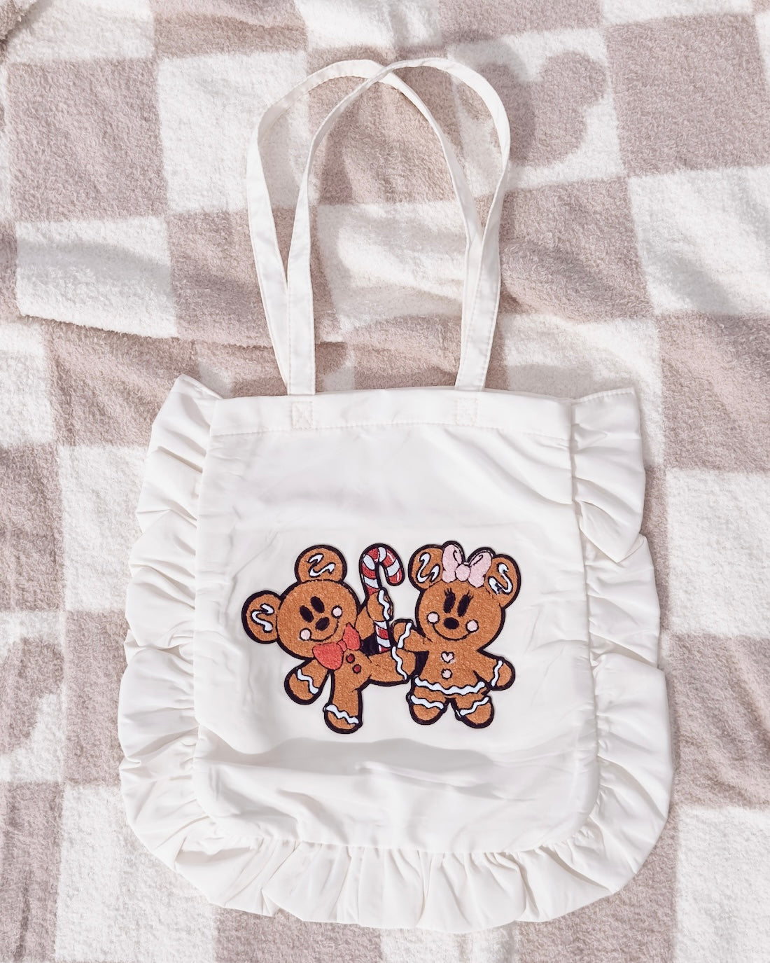 Very Merry Gingerbread Ruffle Tote