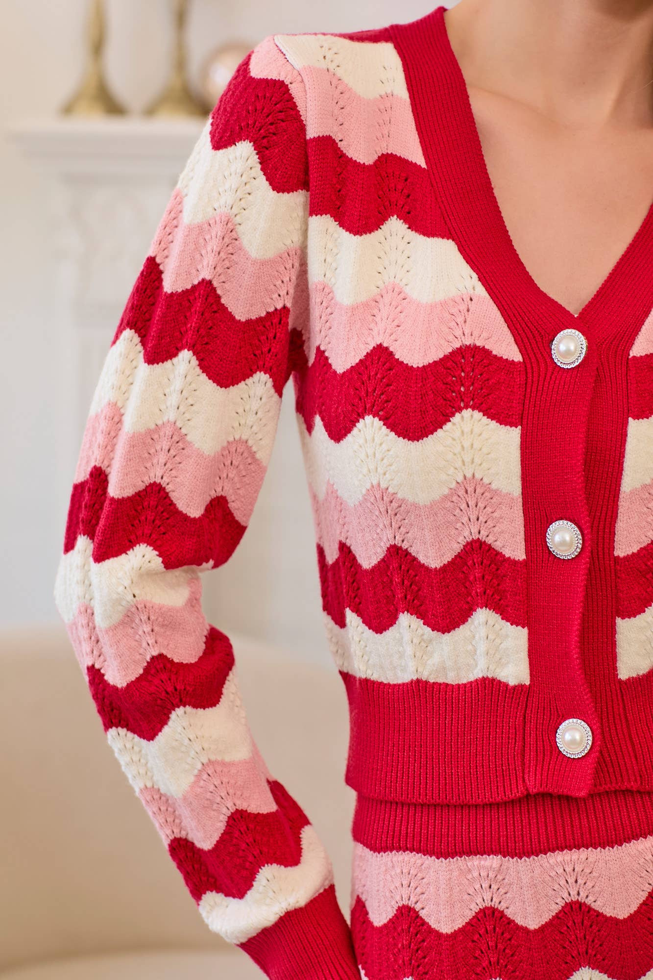 Ric Rac Stripe Sweater Knit Cropped Cardigan