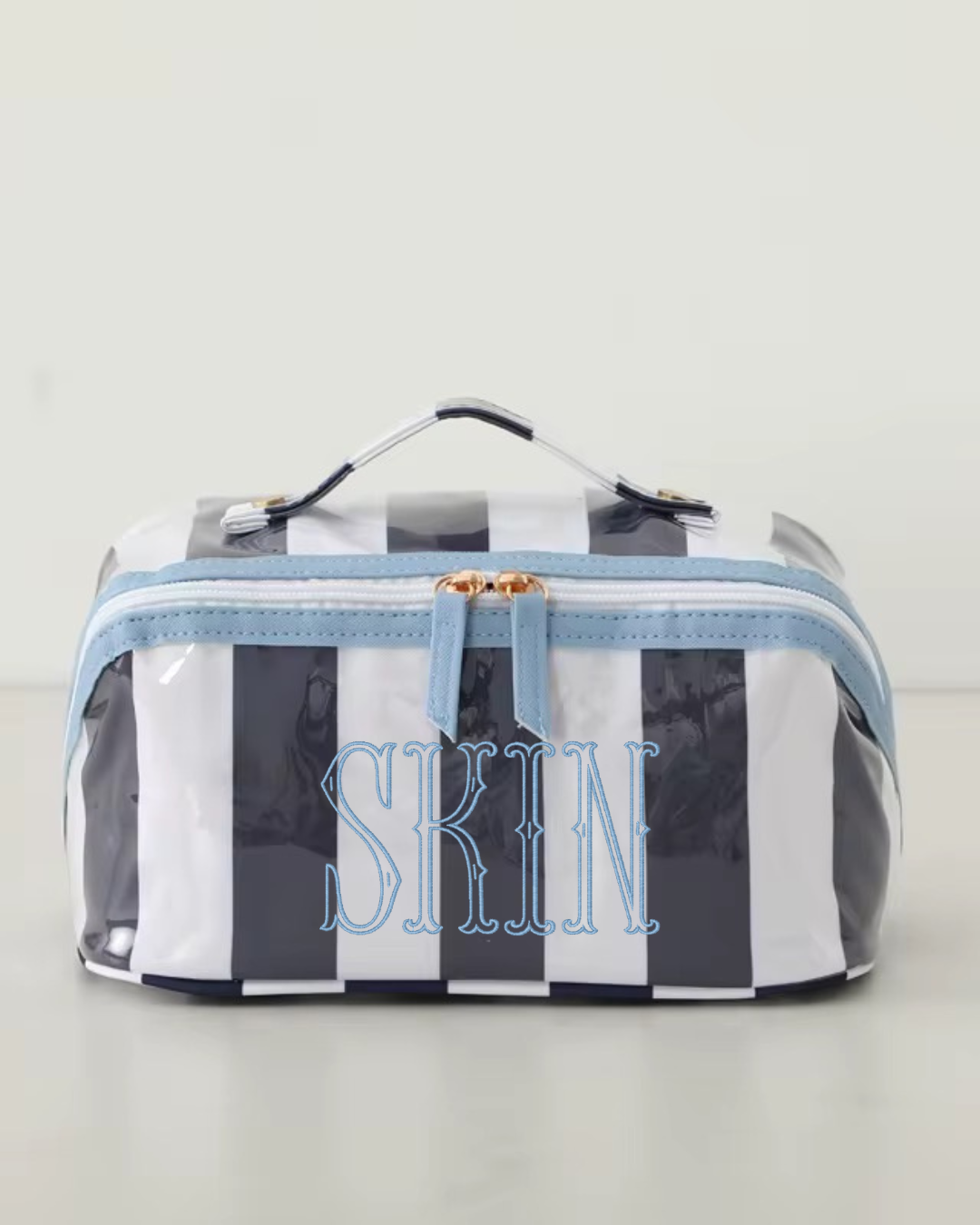 The Getaway Edit: Embroidered Striped Makeup Case
