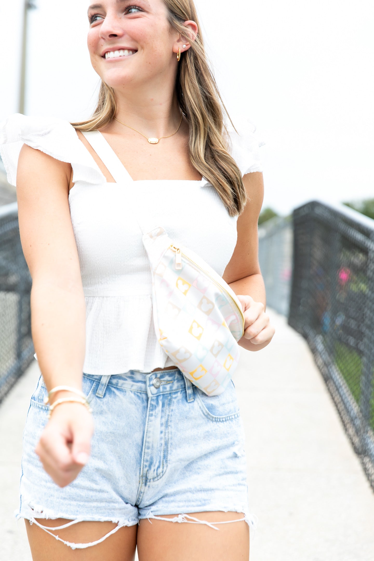 Pastel Checkered Mickey Mouse Fanny Pack