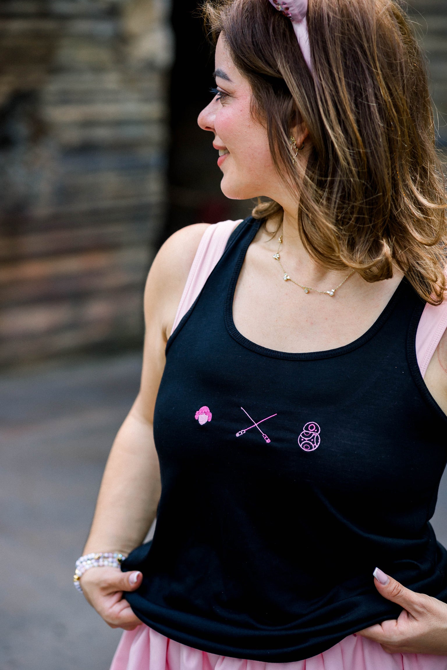 Pink Galaxy Embroidered Tank