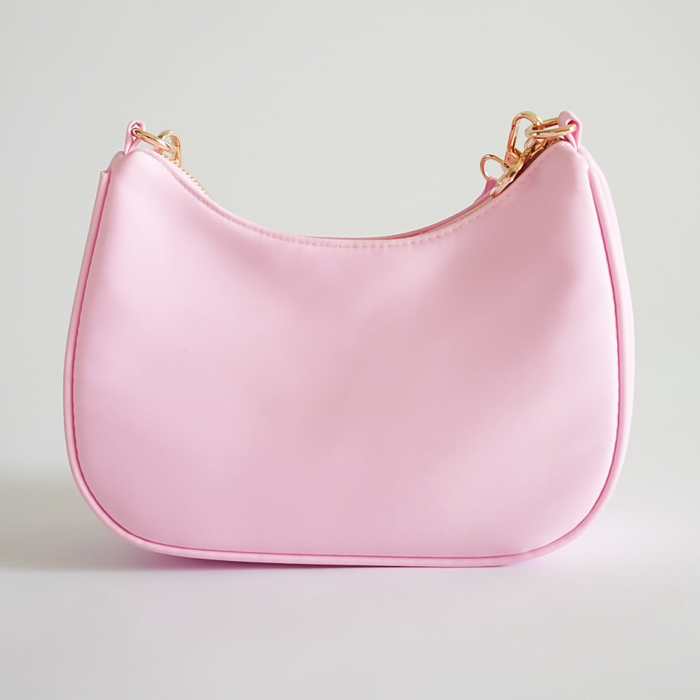 Pink Curved Crossbody Bag