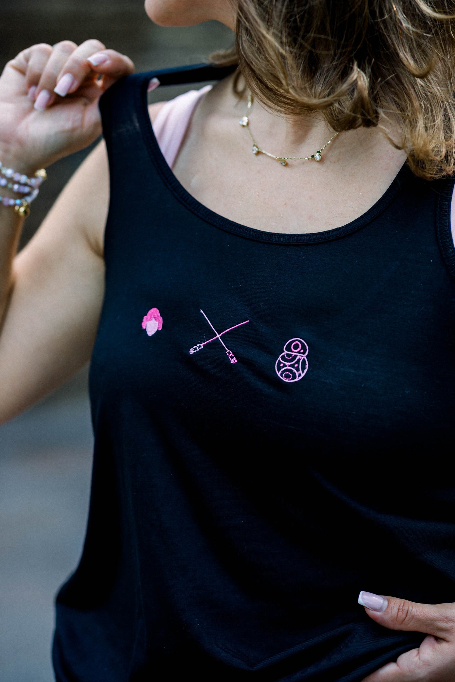 Pink Galaxy Embroidered Tank