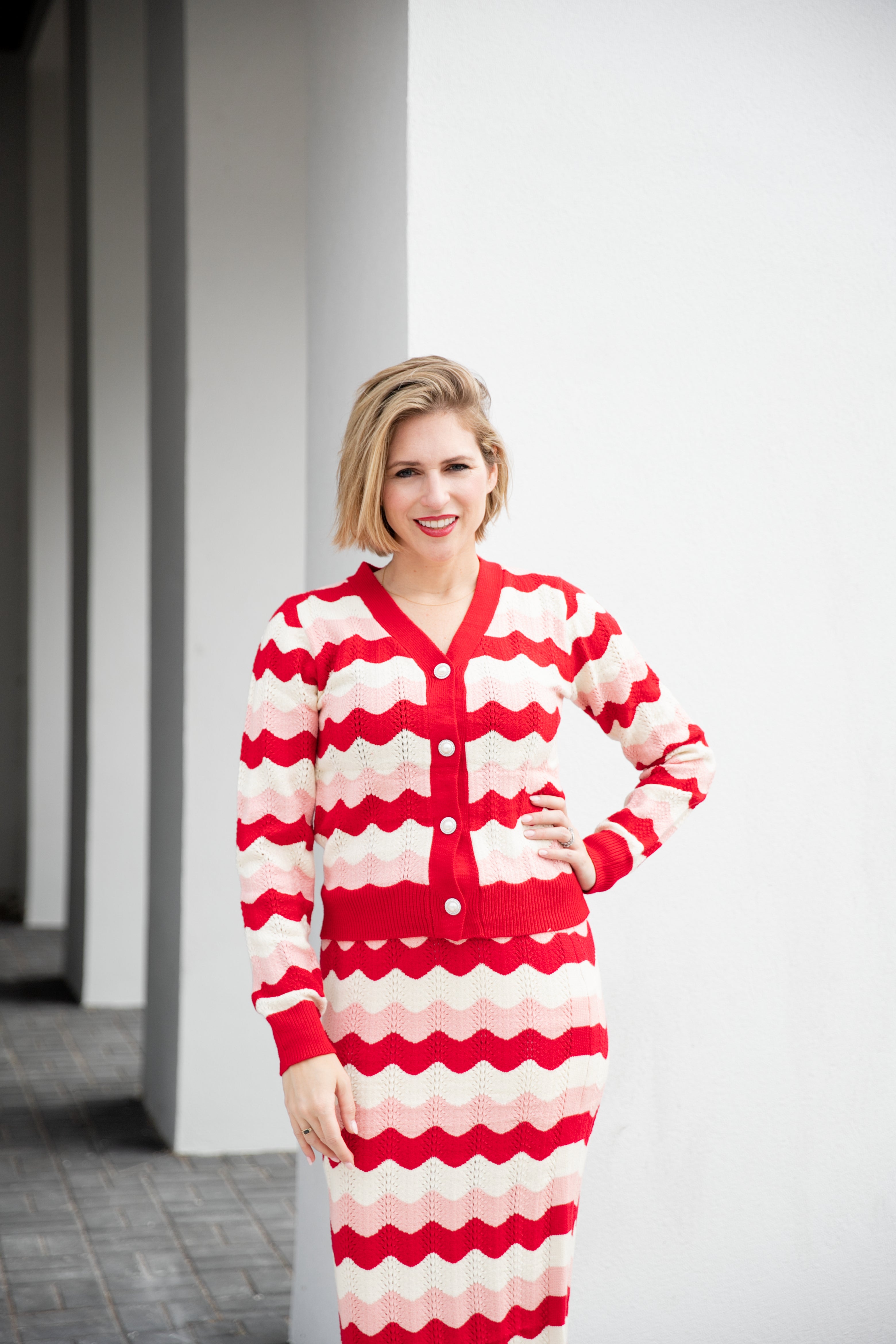 Ric Rac Stripe Sweater Knit Cropped Cardigan