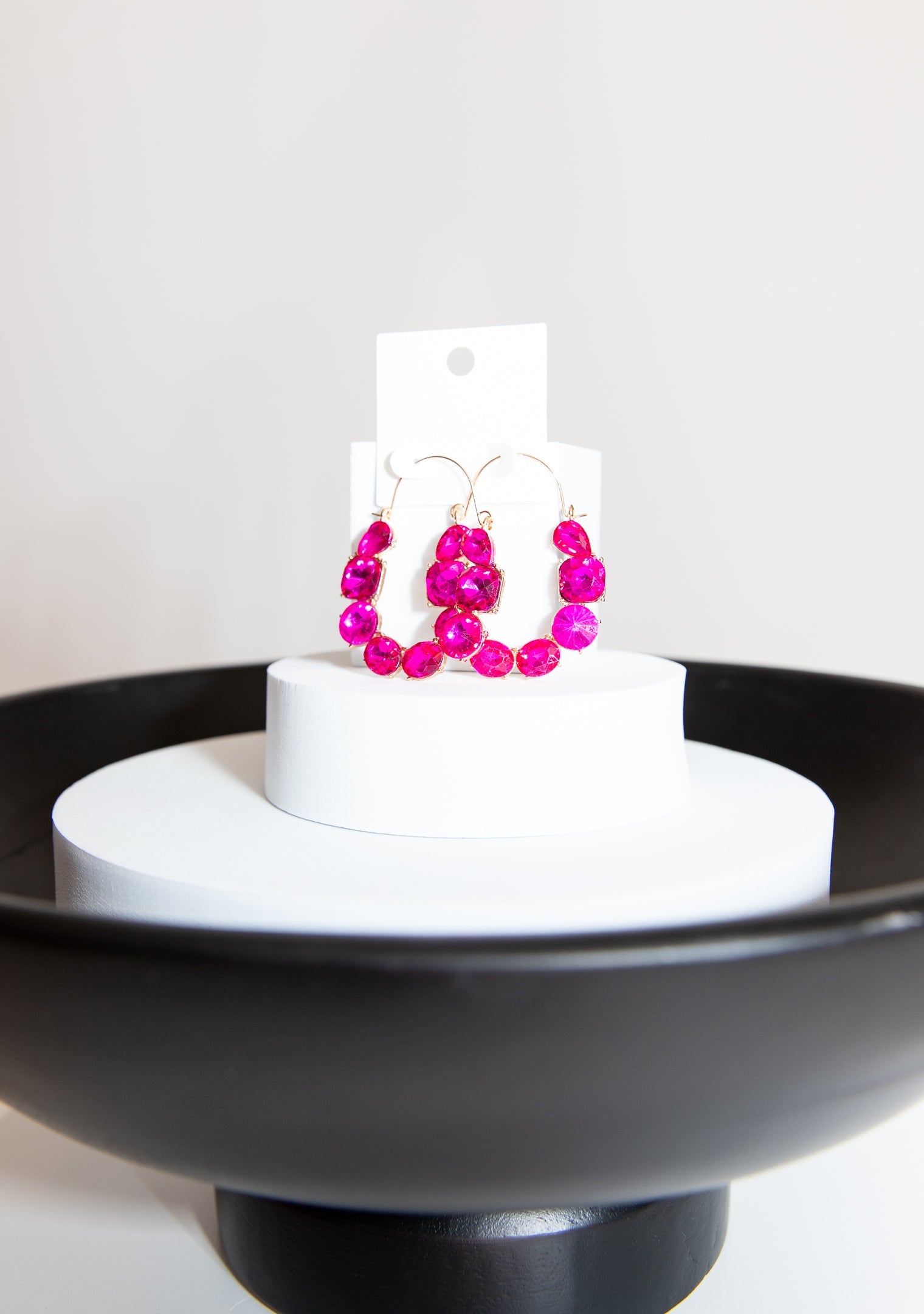 Pink Gem Statement Earrings