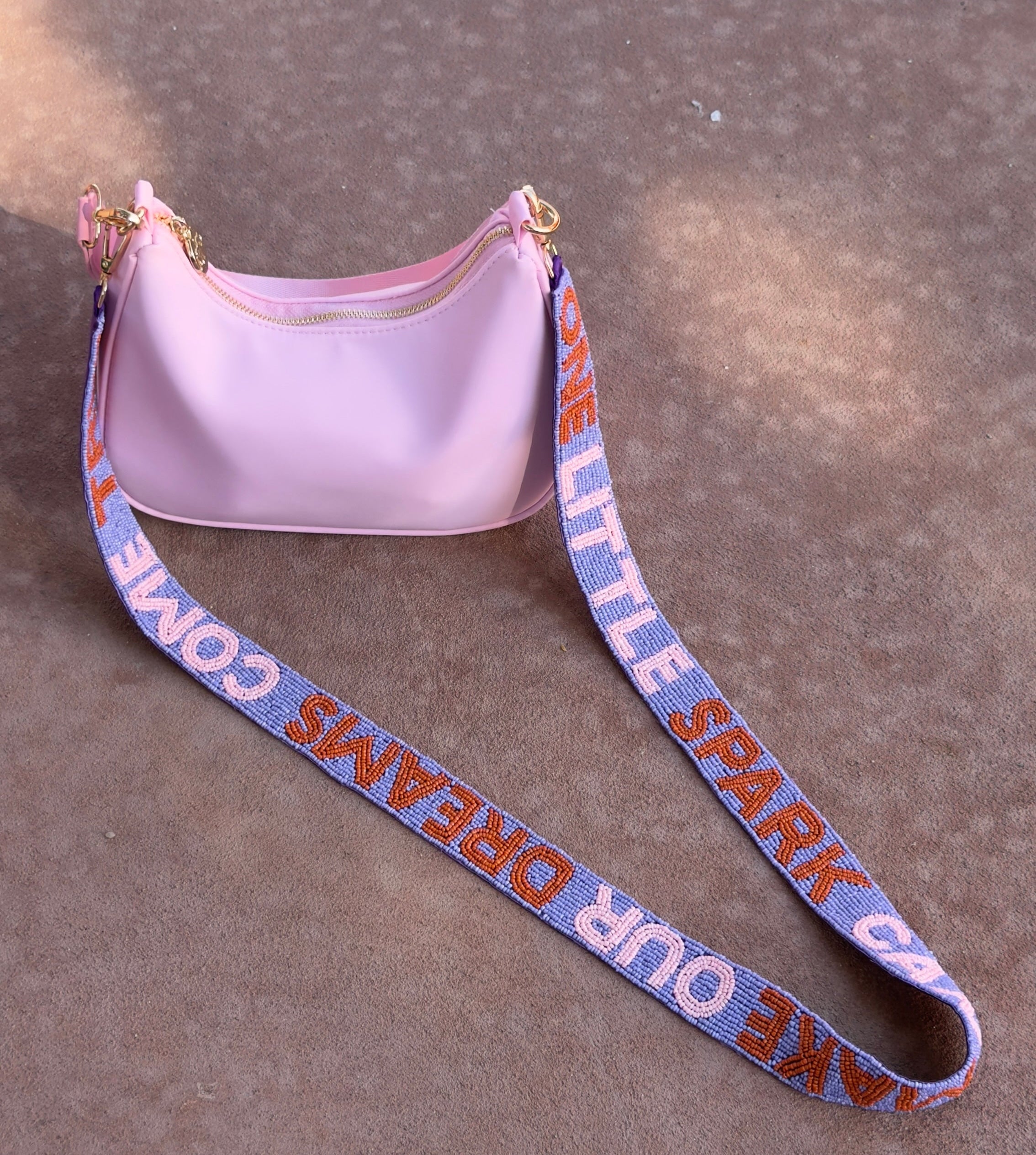 Pink Curved Crossbody Bag