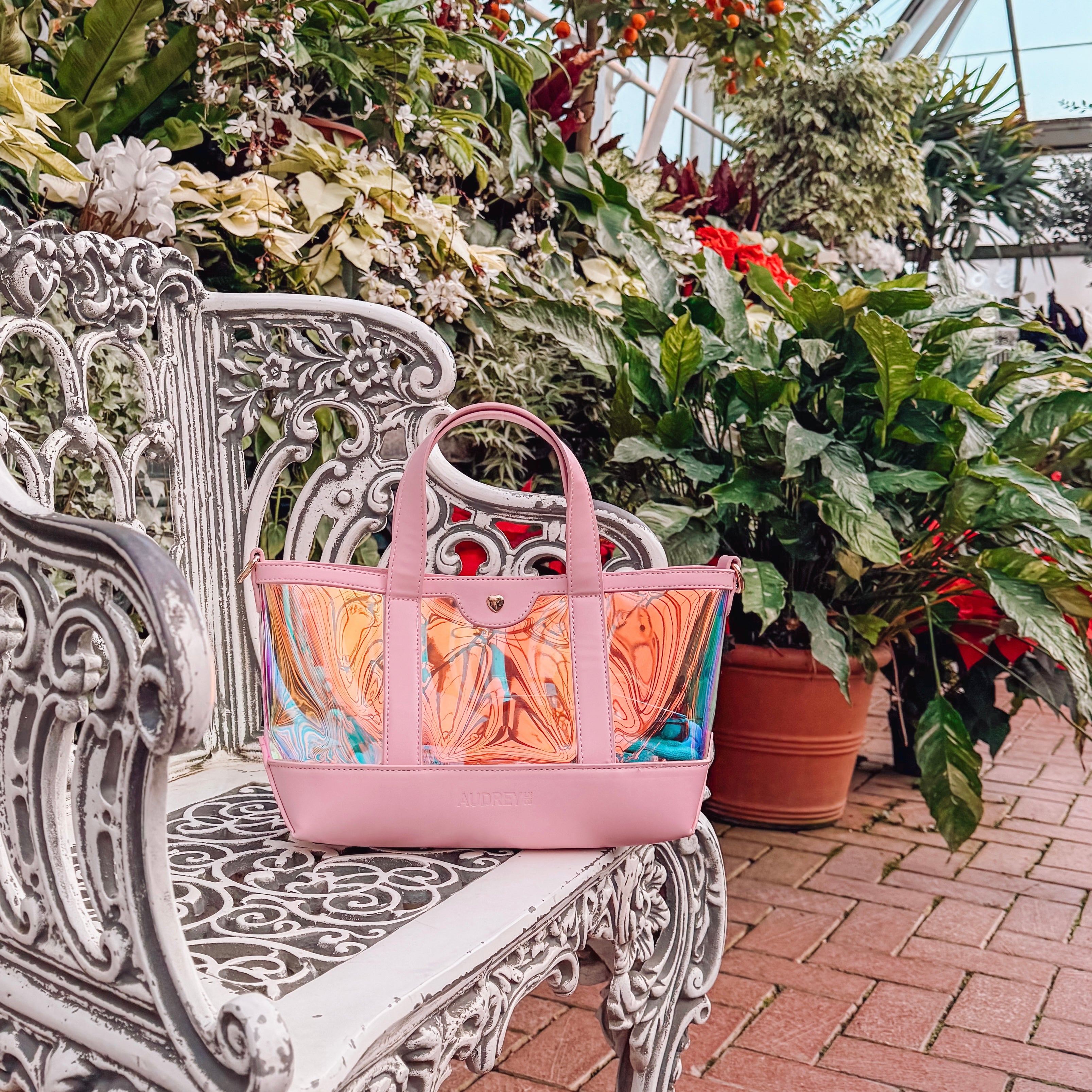 Pink Iridescent Jelly Convertible Crossbody Purse