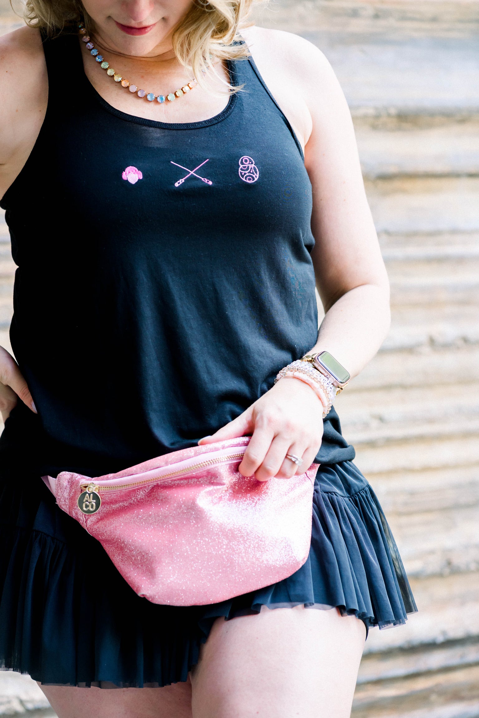 Pink Galaxy Embroidered Tank