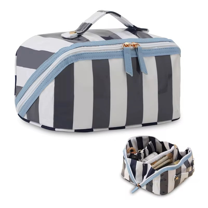 The Getaway Edit: Embroidered Striped Makeup Case