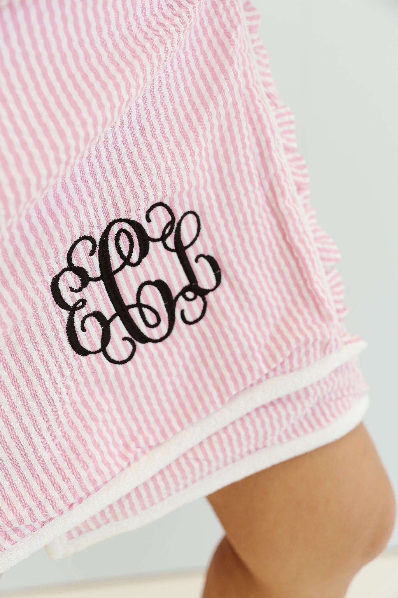 Embroidered Seersucker Towel Wrap