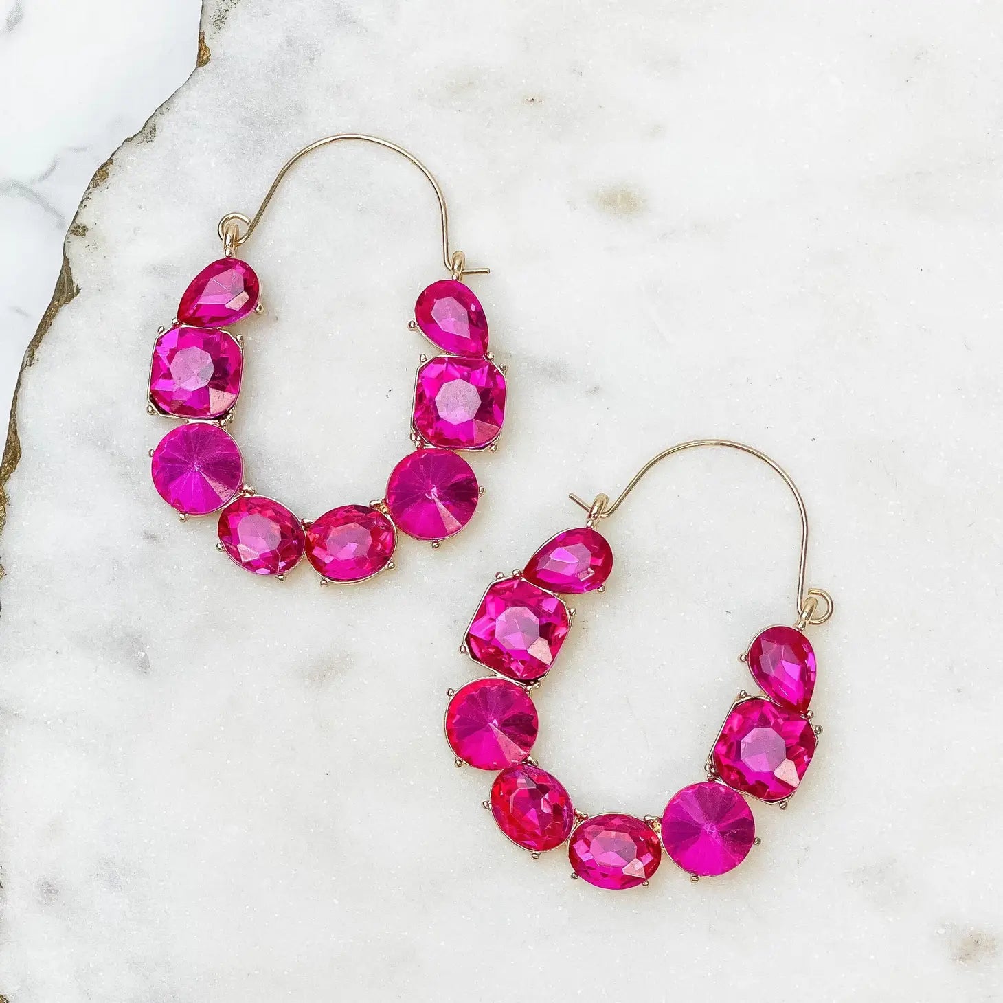 Pink Gem Statement Earrings