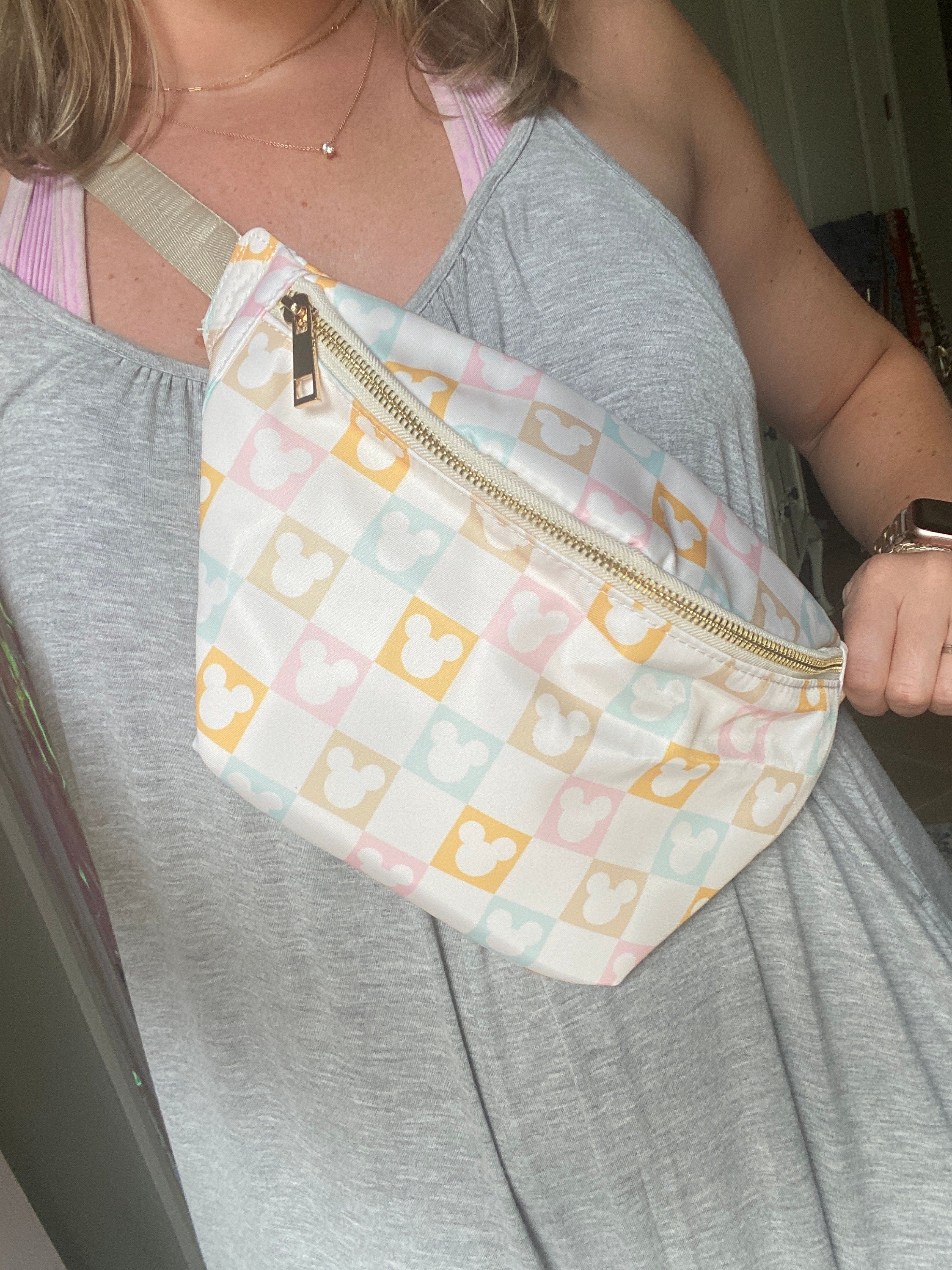 Pastel Checkered Mickey Mouse Fanny Pack