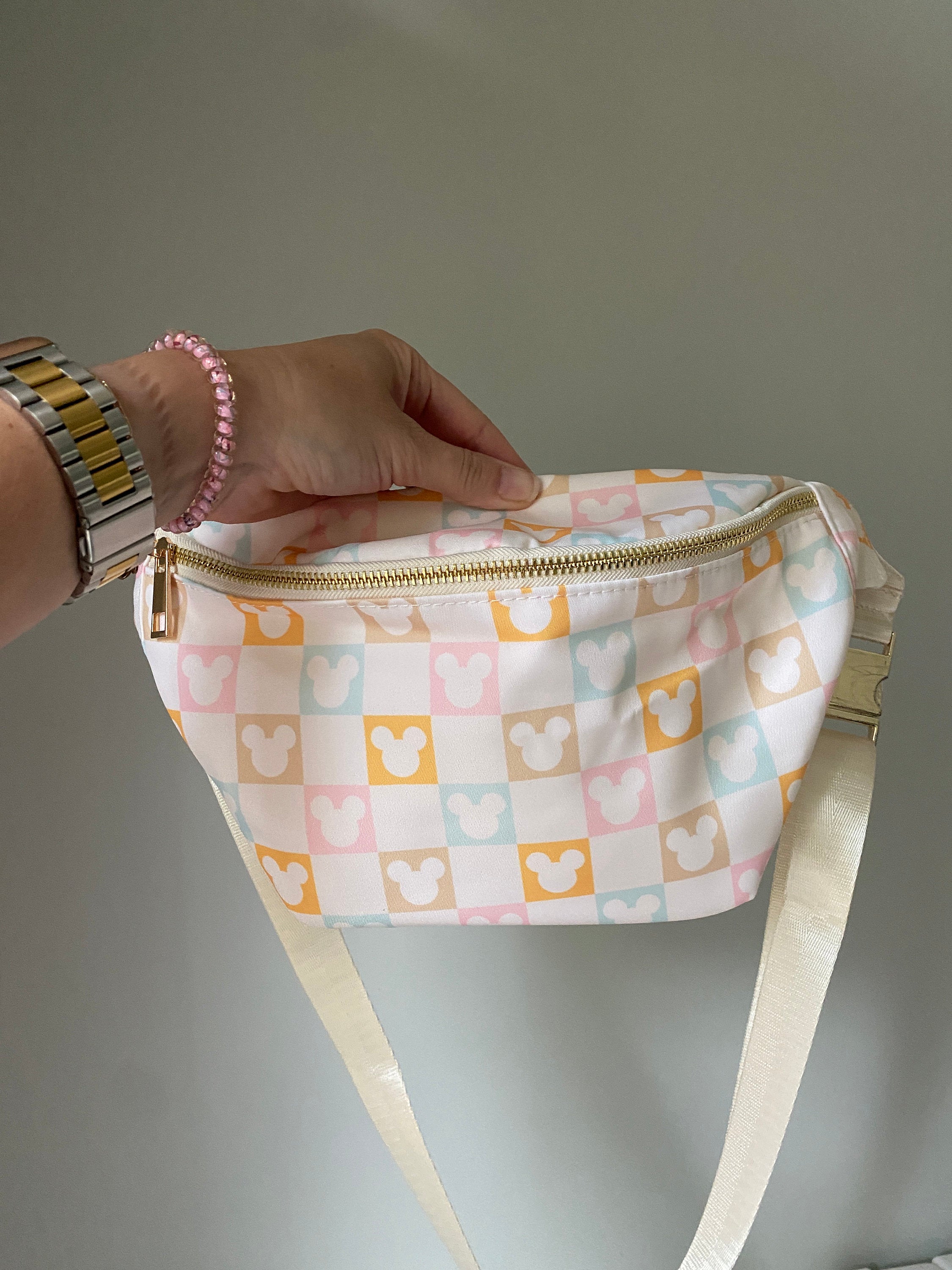 Pastel Checkered Mickey Mouse Fanny Pack